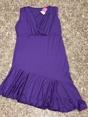 Purple Sleeveless Ruffle Hem Dress (A-01)